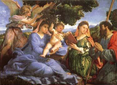 Lorenzo Lotto Madonna and child with Saints Catherine and James Spain oil painting art